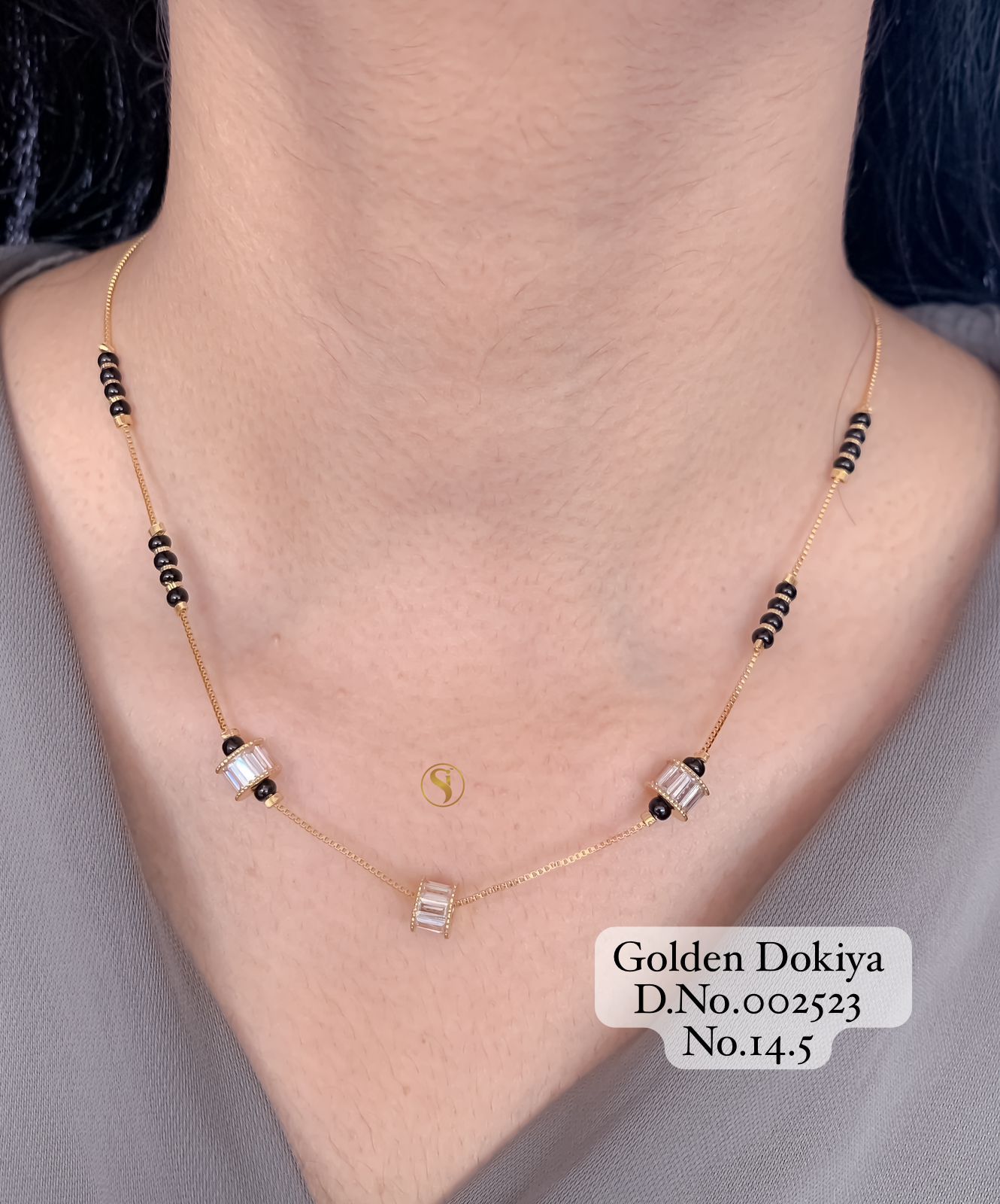 Dokiya 3 AD Diamond Golden Mangalsutra Wholesale Price In Surat
